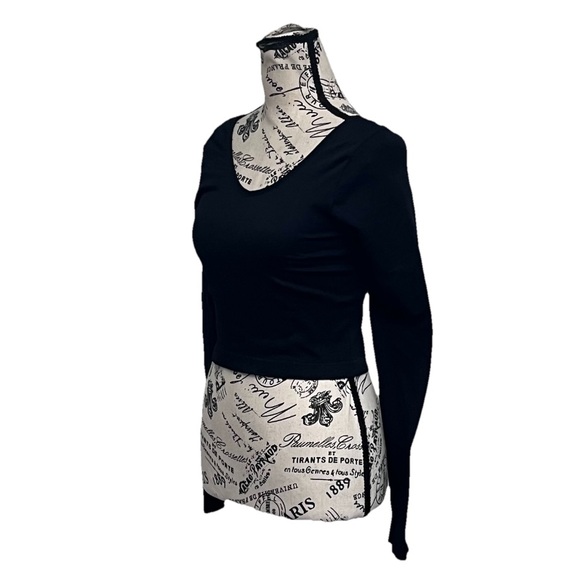 Aeropostale Black Seamless Cropped Top M Balletcore Goth Long Sleeve Moto Biker - Picture 3 of 10